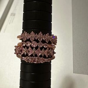 Elegant Pink Gemstone Ring Set
